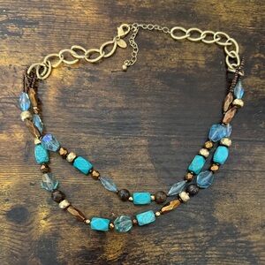 Lia Sophia Elegant Turquoise and Gold Necklace